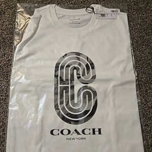 Coach White and Black Logo T-Shirt